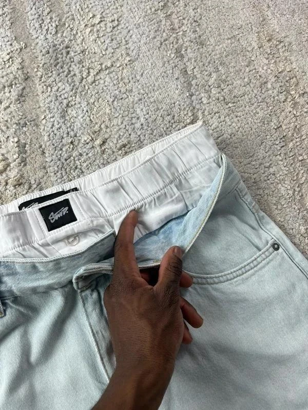 Vintage dubbele taille blauwe denim broeken maat M – photo 5
